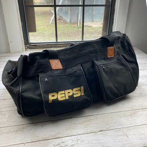 Vintage Pepsi Duffle Bag With Multiple Compartments Rare Rolling Bag Black